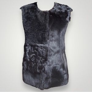 Jocelyn Rabbit & Lamb Fur Black Vest Jacket I